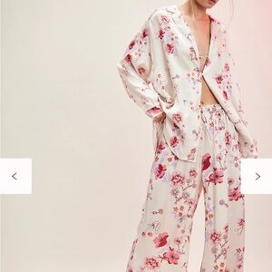 Free People Floral Pajama Set - White and Pink
